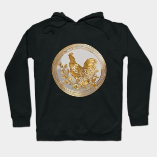 Golden Rooster on Elegant Coin Design No. 589 Hoodie